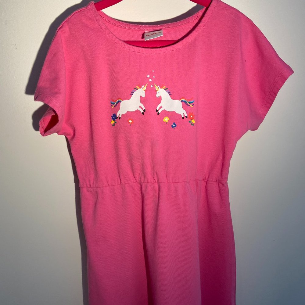 Hanna Andersson Pink S/S Unicorn Dress - Size 120